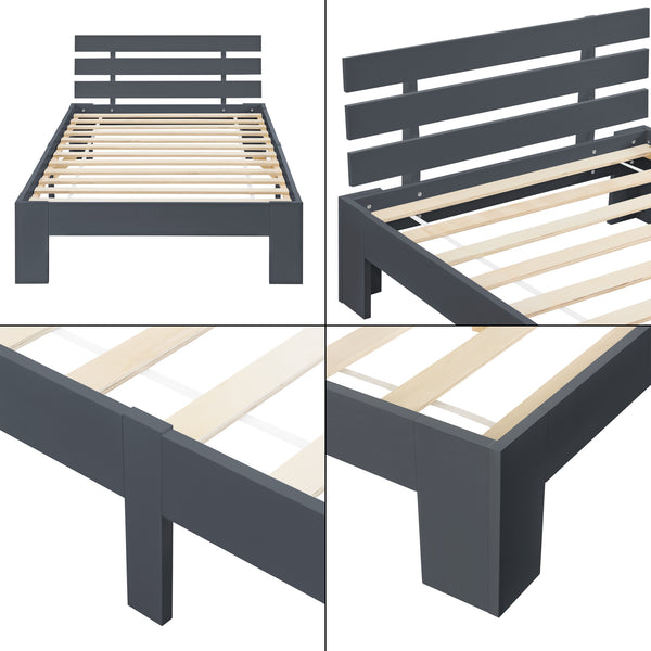 Lit en bois Nivala avec tête de lit, différentes couleurs et tailles en.casa