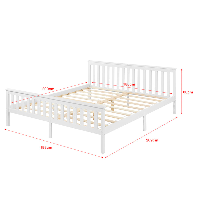Croquis coté Cadre de Lit Breda en Pin avec Matelas à Mousse à Froid [en.casa]