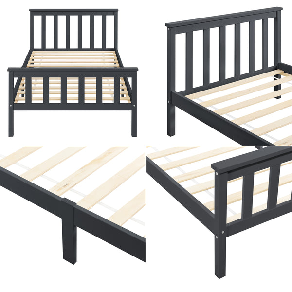 Lit en bois Brada avec tête de lit haute, différentes couleurs et tailles en.casa