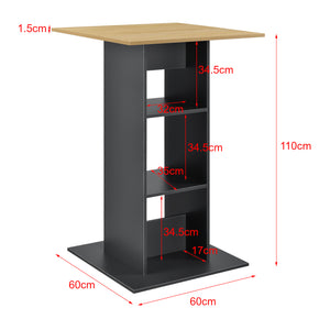 Table de Bar Visby 3 Étagères  70 x 70 x 110 cm Plusieurs couleurs [en.casa]