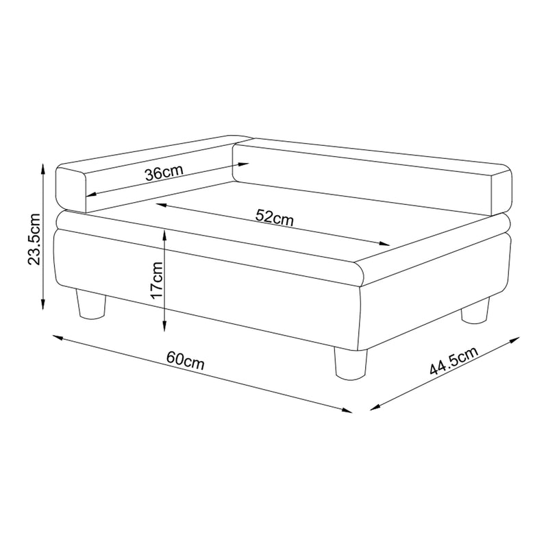 Croquis coté Lit pour chien Salkonssad 60 x 45 x 24 cm [en.casa]