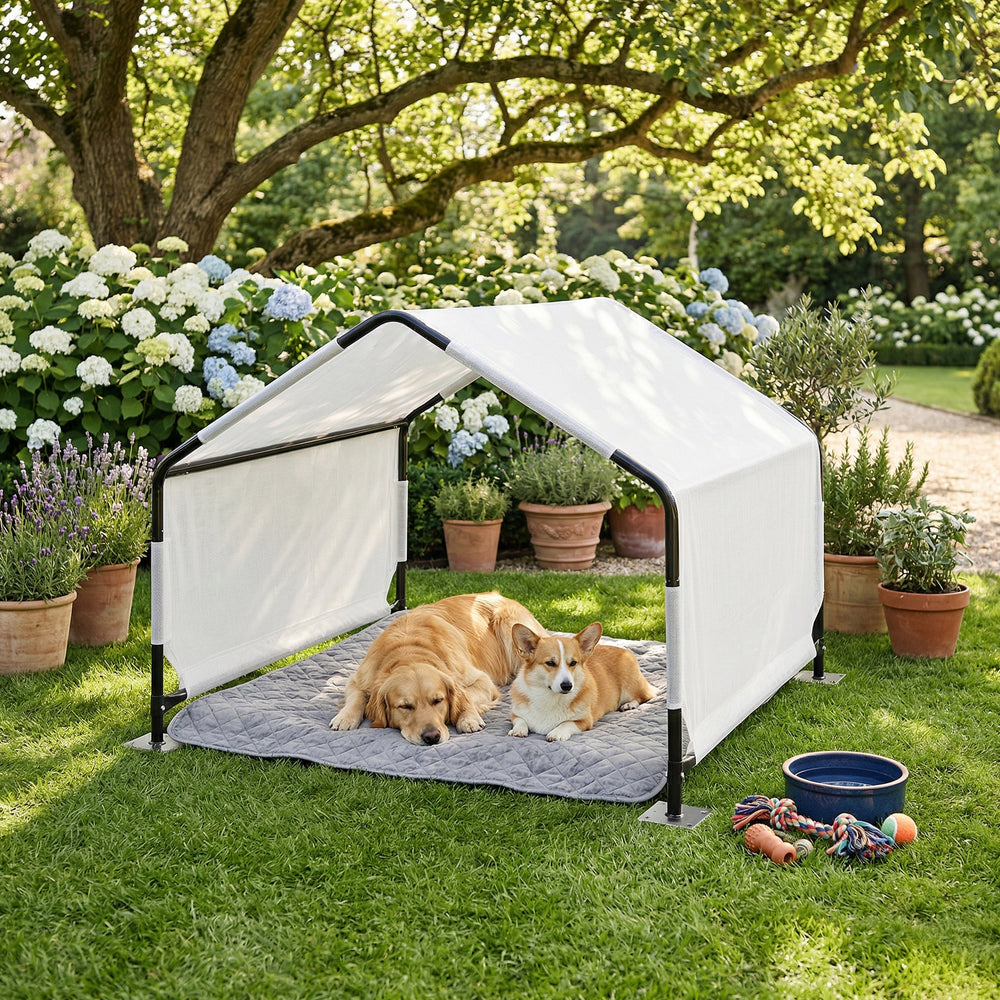 Tente d'extérieur pour chiens Valevali 122 x 122 x 90 cm noir / blanc [en.casa]