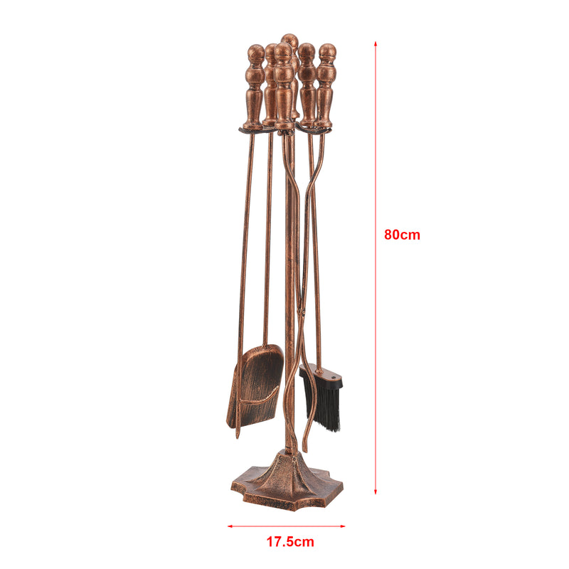 Croquis coté Serviteur de cheminée Dovre avec balai pelle pince tisonnier [en.casa]