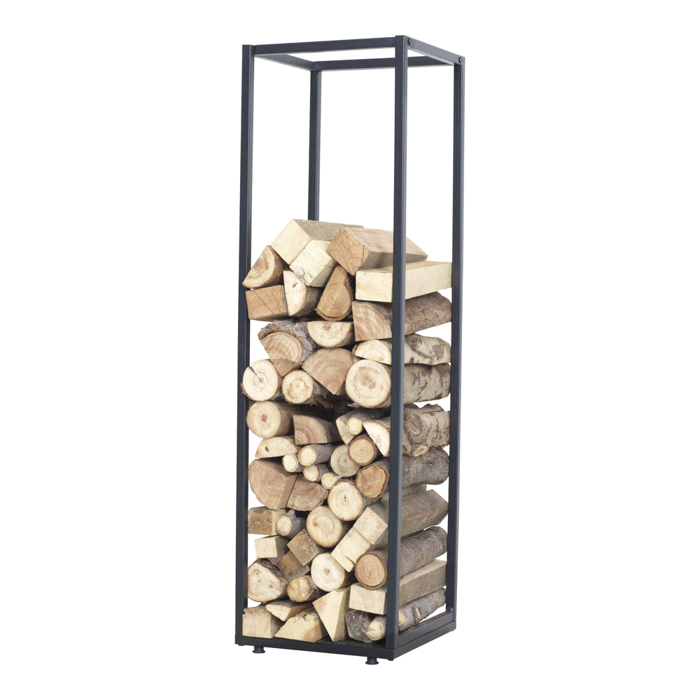 Rangement pour bois de cheminée Tornved acier 35x35x120 cm noir [en.casa] - premiumXL