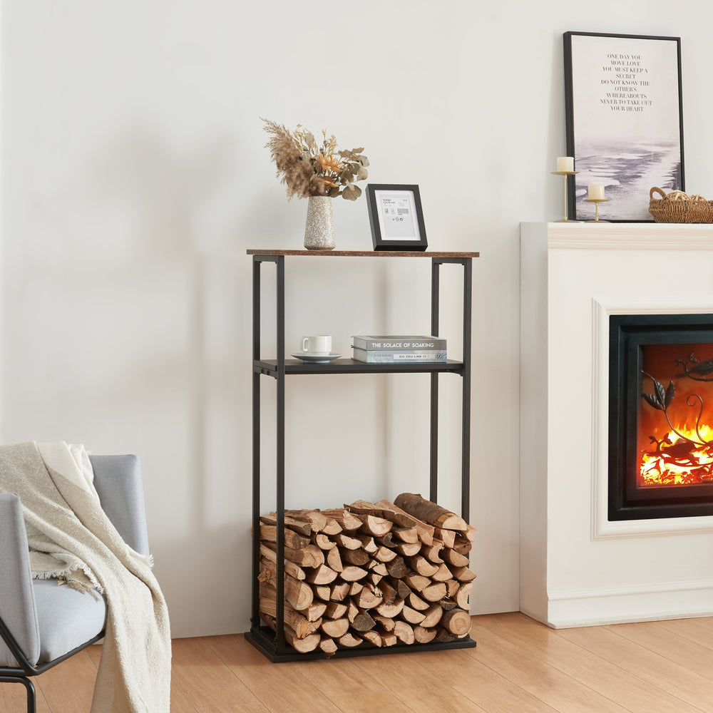 Range-bûches Turku avec étagères 60x30x112cm [en.casa] - premiumXL