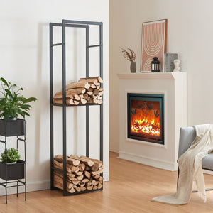Range-bûches Ulvila avec étagère 45x30x170cm [en.casa] - premiumXL