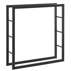 Étagère à bûches Täby en acier noir en différentes tailles [en.casa]