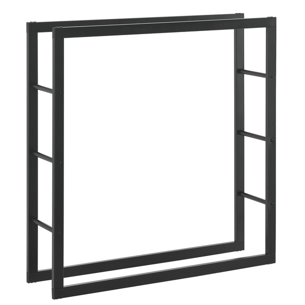 Étagère à bûches Täby en acier noir en différentes tailles [en.casa]