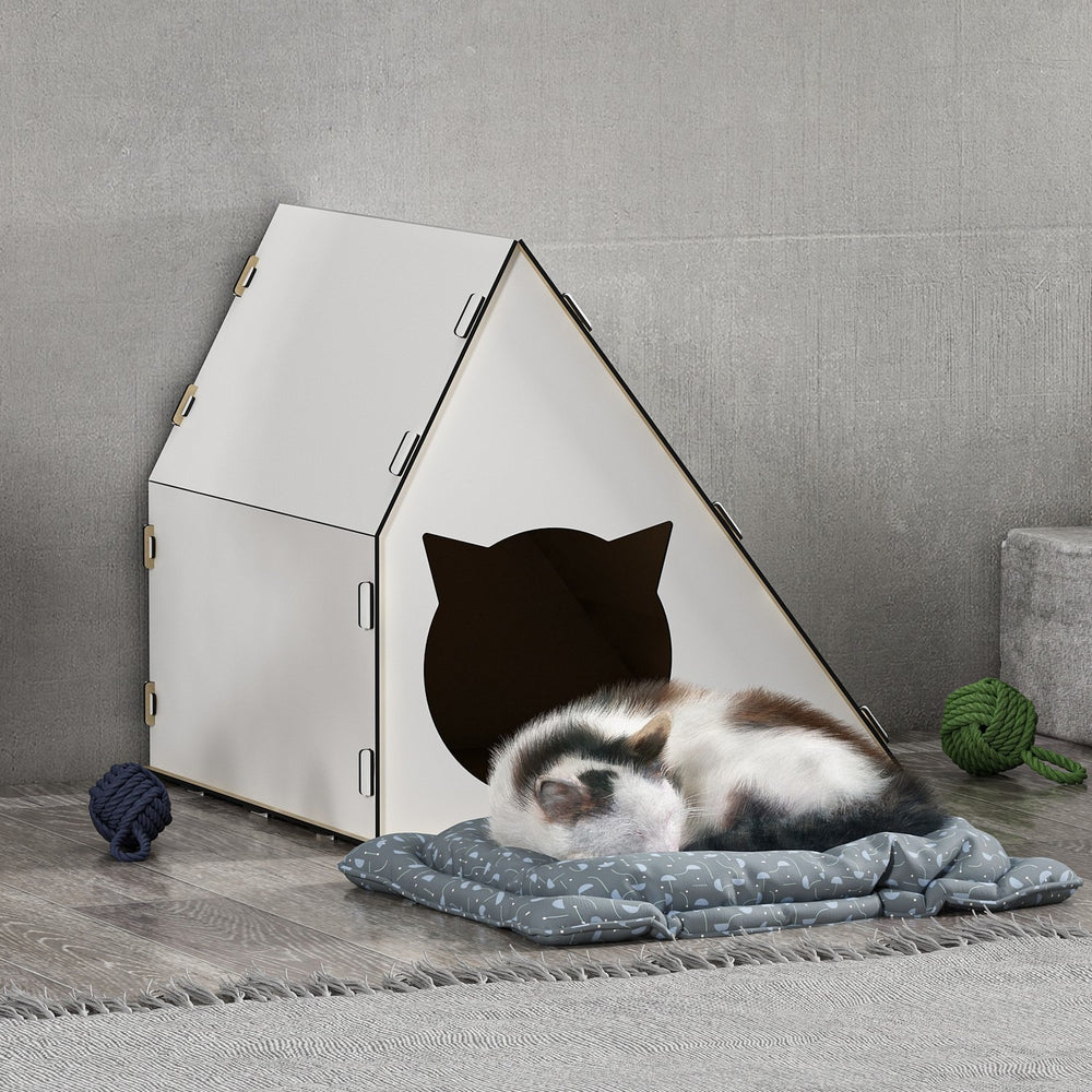 Maison pour chat Lani 40x42x40 cm Blanc [en.casa]