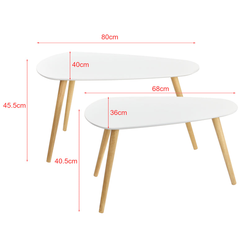 Croquis coté Lot de 2 Tables Basses Langesund Tailles Différentes  MDF Pin [en.casa]