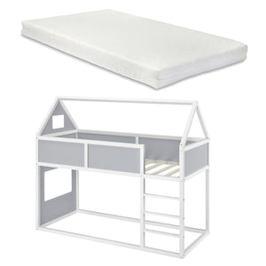 Lit mezzanine enfant Quedlinburg 90x200 cm avec matelas en mousse froide Bois [en.casa]