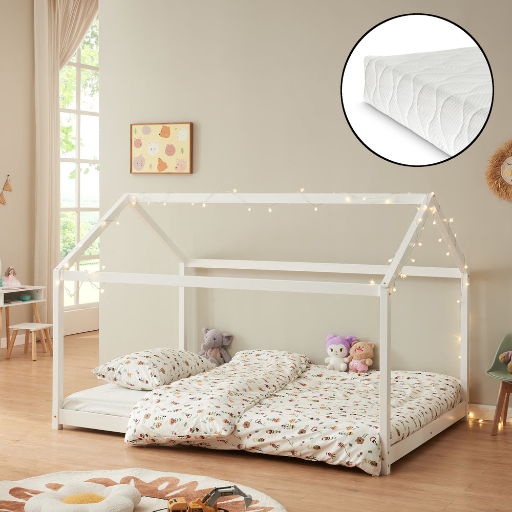 Lit enfant Cerro avec matelas en mousse froide blanc, différentes tailles [en.casa] - premiumXL