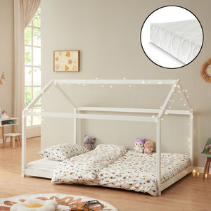 Lit pour enfant Cerro avec matelas en mousse froide blanc en différentes tailles [en.casa] - premiumXL