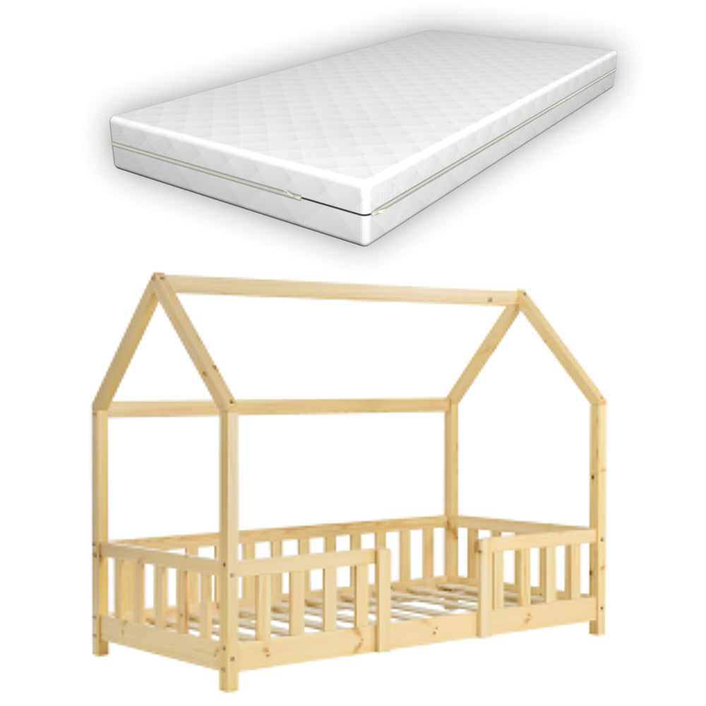 Lit cabane Sisimiut avec matelas [en.casa] [neu.haus]