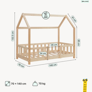 Lit cabane Sisimiut avec matelas [en.casa] [neu.haus]