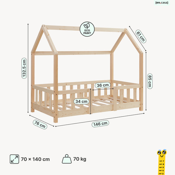 Lit cabane Sisimiut avec matelas [en.casa] [neu.haus]
