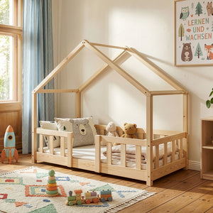Lit d'enfant en forme de maison Treviolo bois de pin [en.casa]