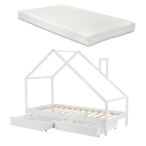 Lit enfant Assling avec 2 tiroirs et matelas 90x200cm en différentes couleurs [en.casa]