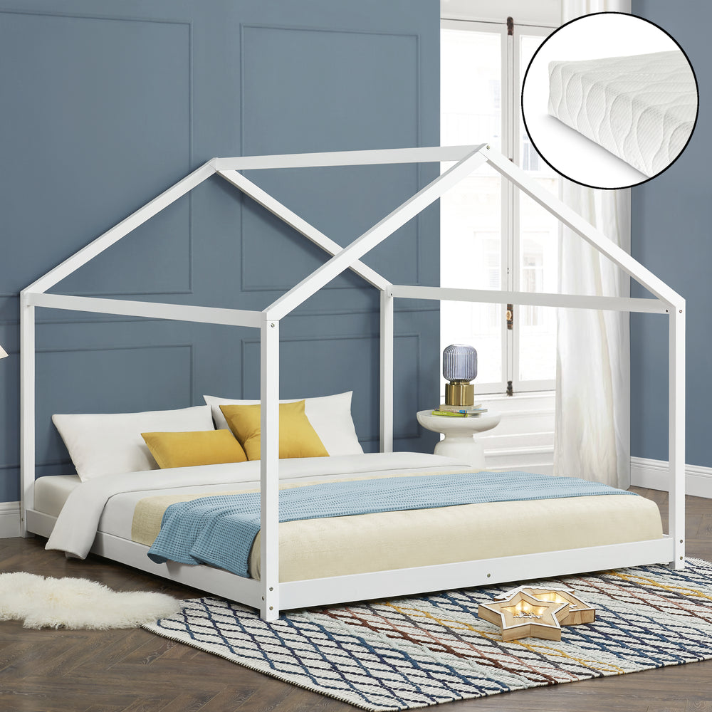 Lit enfant Cerro avec matelas en mousse froide blanc, différentes tailles [en.casa] - premiumXL