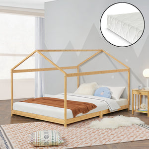 Lit enfant Vindafjord bambou en différentes tailles + matelas [en.casa] - premiumXL