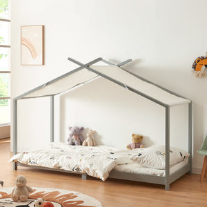 Lit cabane enfant Brome 90x200 cm en bois de pin avec sommier [en.casa]