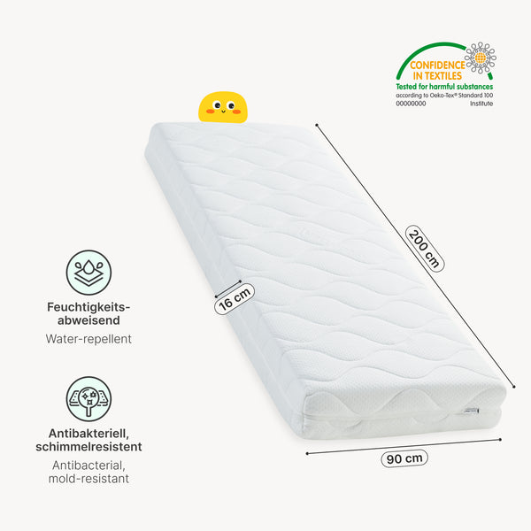 Lit cabane Surnadal avec matelas 90 x 200 cm naturel blanc [en.casa]