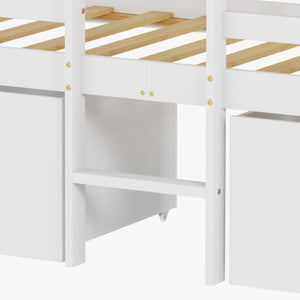 Lit cabane Surnadal avec matelas 90 x 200 cm naturel blanc [en.casa]
