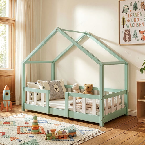 Lit d'enfant en forme de maison Treviolo bois de pin [en.casa]