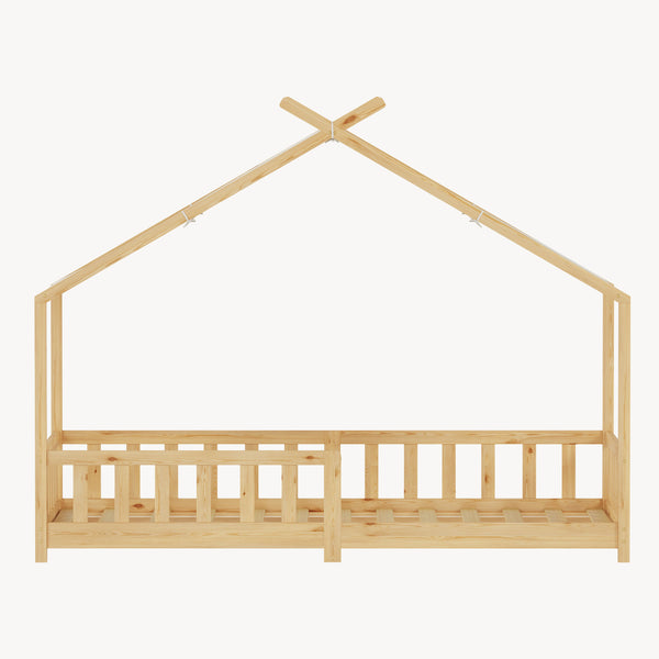 Lit cabane Rila style Montessori avec barrière anti-chute 90 x 200 cm [en.casa]