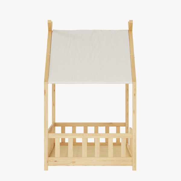 Lit cabane Rila style Montessori avec barrière anti-chute 90 x 200 cm [en.casa]