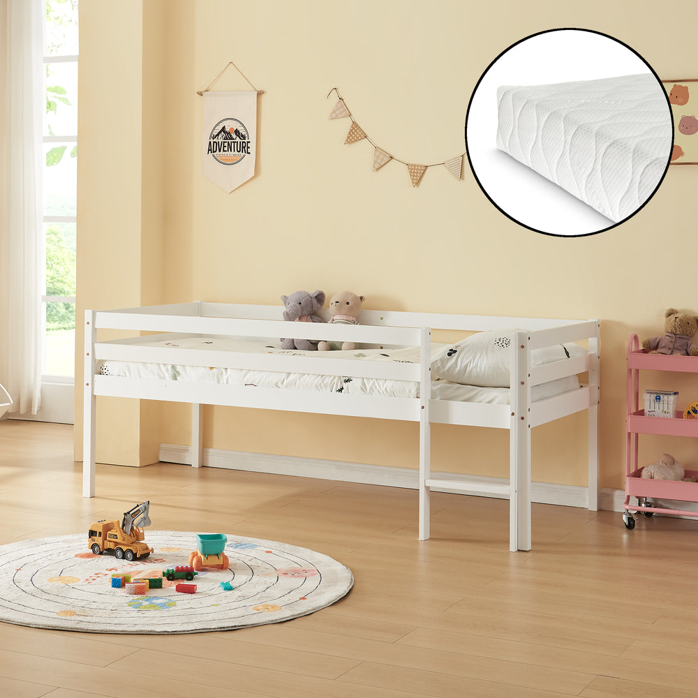 Lit enfant Siikalatva avec matelas 90x200cm Blanc [en.casa]