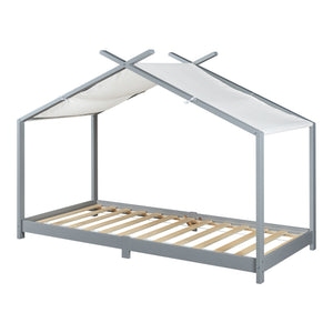 Lit cabane enfant Brome 90x200 cm en bois de pin avec sommier [en.casa]
