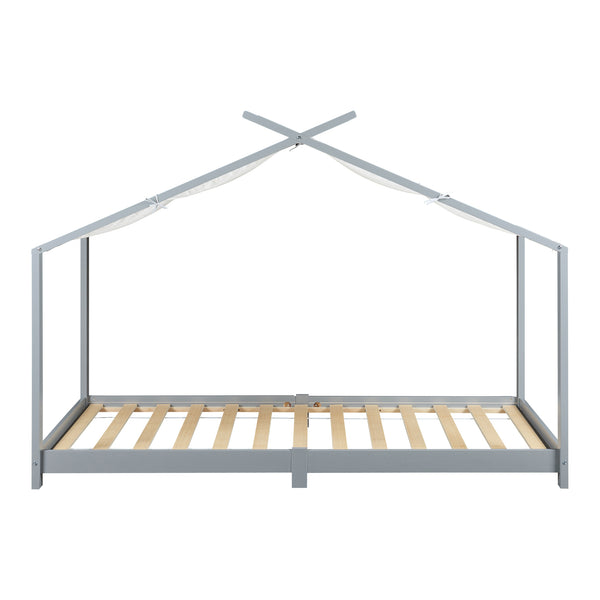 Lit cabane enfant Brome 90x200 cm en bois de pin avec sommier [en.casa]
