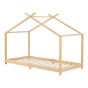 Lit cabane enfant Brome 90x200 cm en bois de pin avec sommier [en.casa]