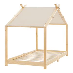 Lit cabane enfant Brome 90x200 cm en bois de pin avec sommier [en.casa]