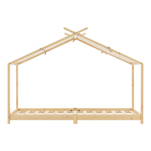 Lit cabane enfant Brome 90x200 cm en bois de pin avec sommier [en.casa]