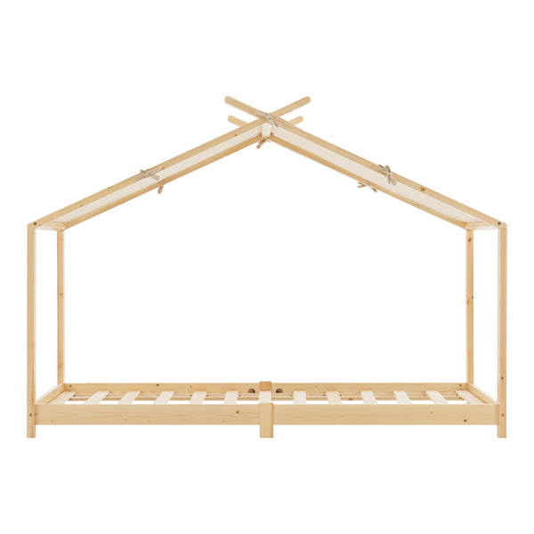 Lit cabane enfant Brome 90x200 cm en bois de pin avec sommier [en.casa]