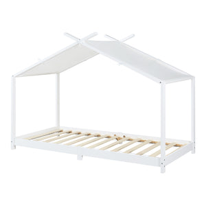 Lit cabane enfant Brome 90x200 cm en bois de pin avec sommier [en.casa]