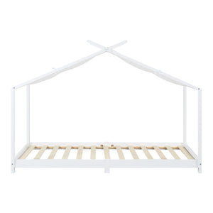 Lit cabane enfant Brome 90x200 cm en bois de pin avec sommier [en.casa]