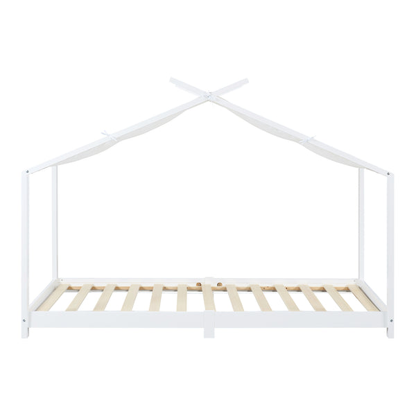 Lit cabane enfant Brome 90x200 cm en bois de pin avec sommier [en.casa]