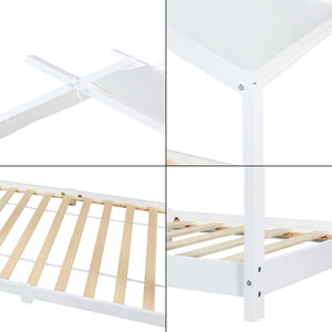 Lit cabane enfant Brome 90x200 cm en bois de pin avec sommier [en.casa]