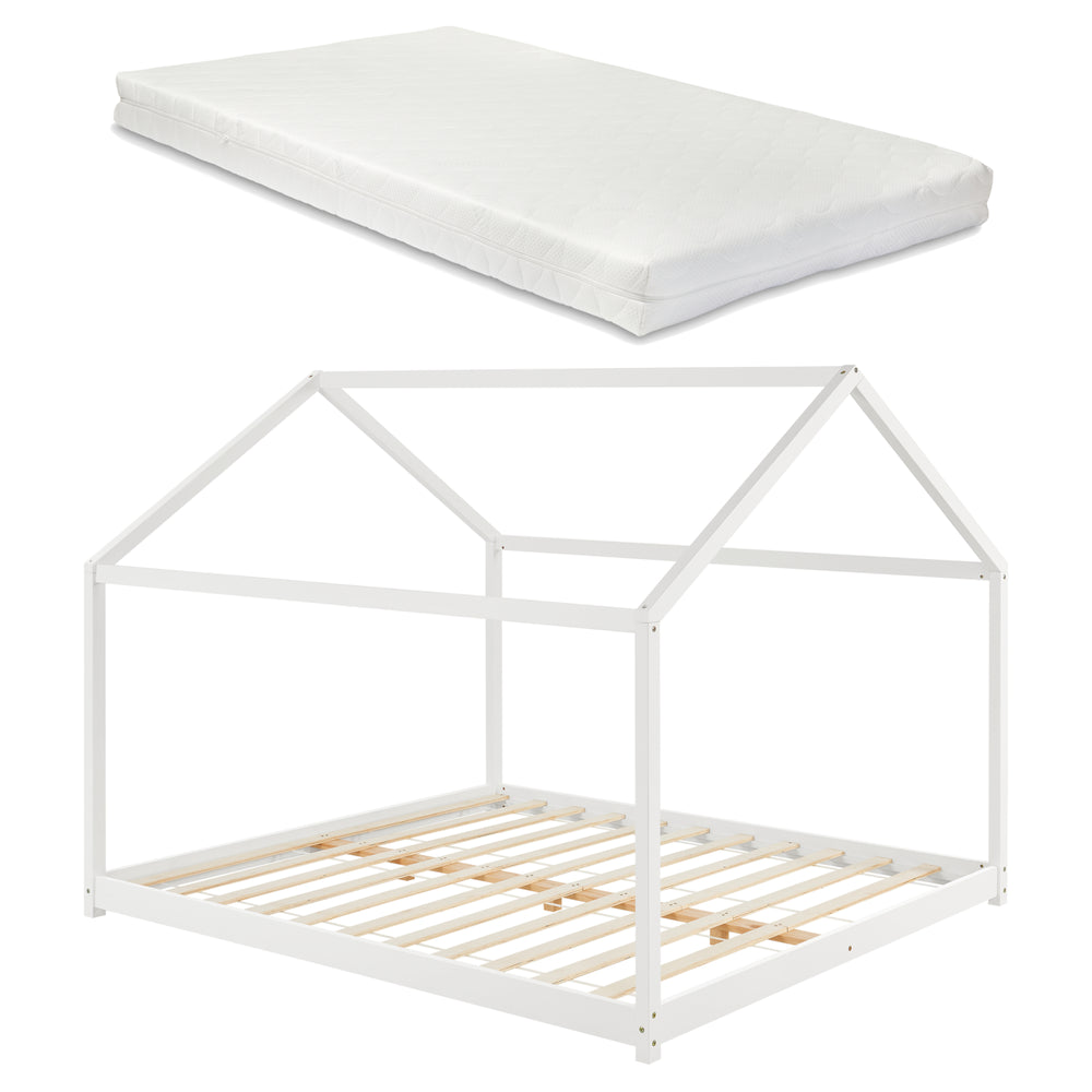 Lit enfant Cerro avec matelas en mousse froide blanc, différentes tailles [en.casa] - premiumXL