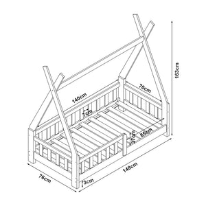 Lit Tipi Helsingborg pour enfants 140 x 70 cm [en.casa]
