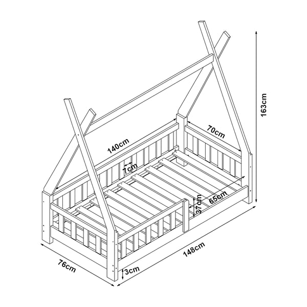 Lit Tipi Helsingborg pour enfants 140 x 70 cm [en.casa]