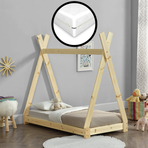 Lit Tipi pour Enfants avec Matelas Orthopédique Onejda Plusieurs Couleurs et Tailles [en.casa]