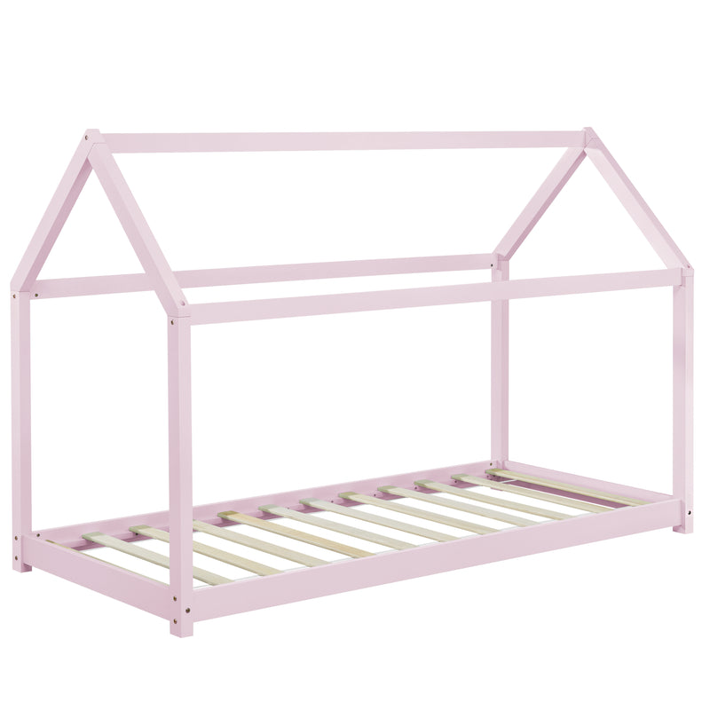 Croquis coté [en.casa] Lit D'enfant avec Matela Cadre de Lit 206 x 98 x 142 cm Matela Mousse Froid 90 x 200 cm Maison Bois Blanc 