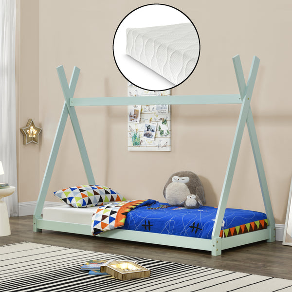 Lit enfant Onejda avec matelas en mousse froide 90x200 cm en différentes couleurs [en.casa]