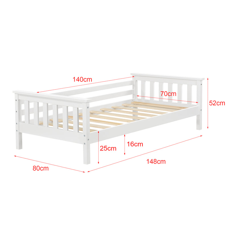 Croquis coté Lit d’enfant design Nuuk en bois de pin et contreplaqué avec matelas et structure solide [en.casa] [neu.haus]