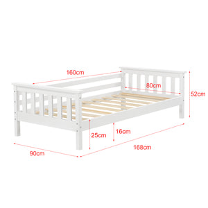Lit d’enfant design Nuuk en bois de pin et contreplaqué avec matelas et structure solide [en.casa] [neu.haus]