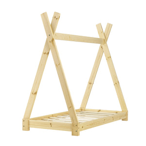 [en.casa] Lit de Tipi pour Enfant Onejda en Bois Naturel avec Sommier à Lattes Plusieurs Couleurs Tailles Différentes